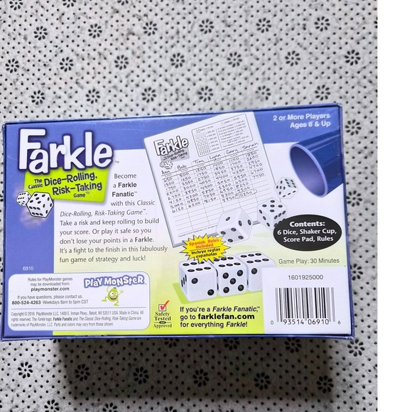 NEW Farkle The Dice Rolling Risk Taking‎ Game Ages 8+ 2 Plus Players PlayMonster - Picture 2 of 2